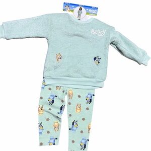 Light Mint Bluey Kids Cozy Sweatshirt & Leggings Set